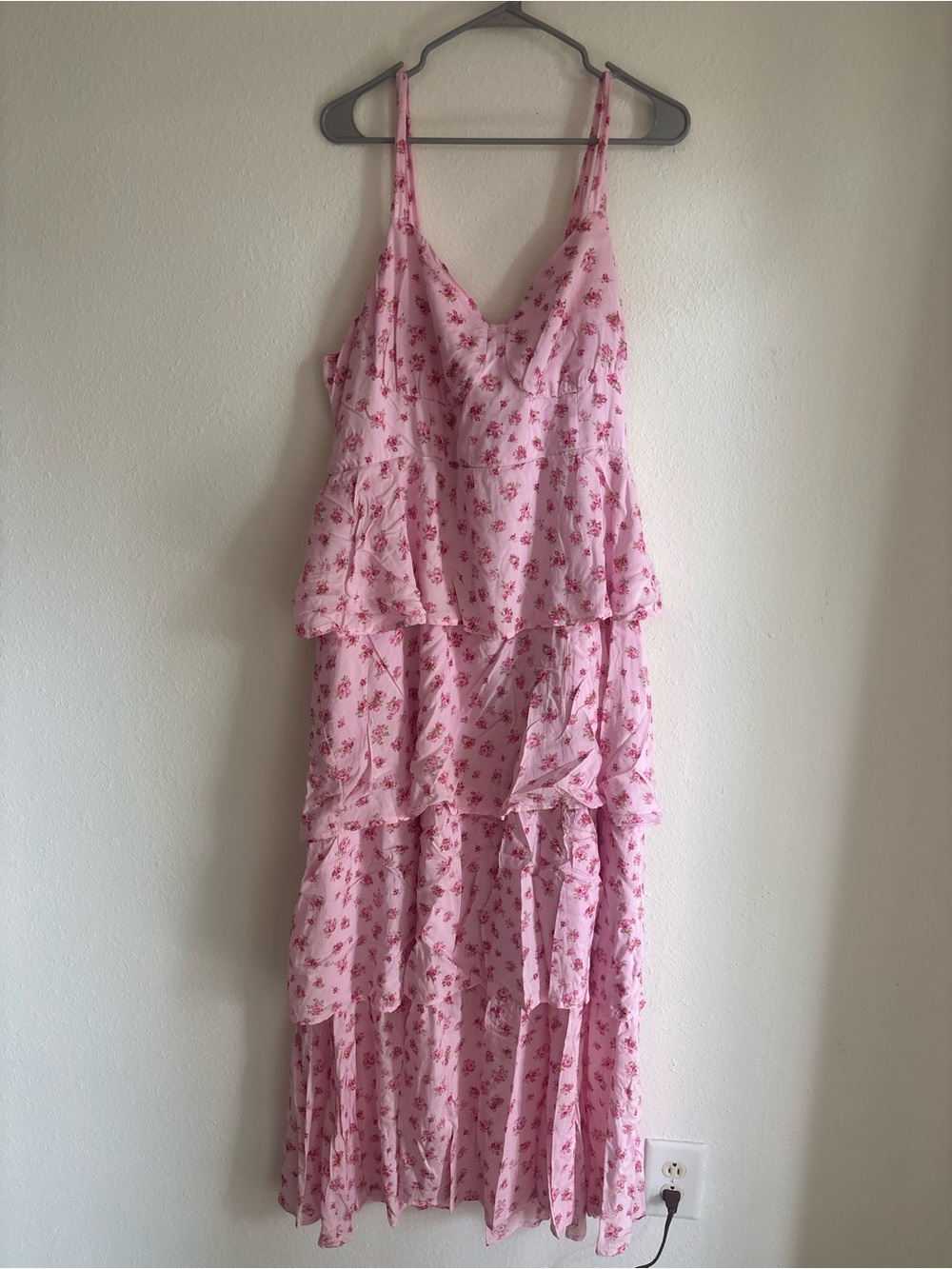 ARULA Pink Floral Tiered Maxi Dress